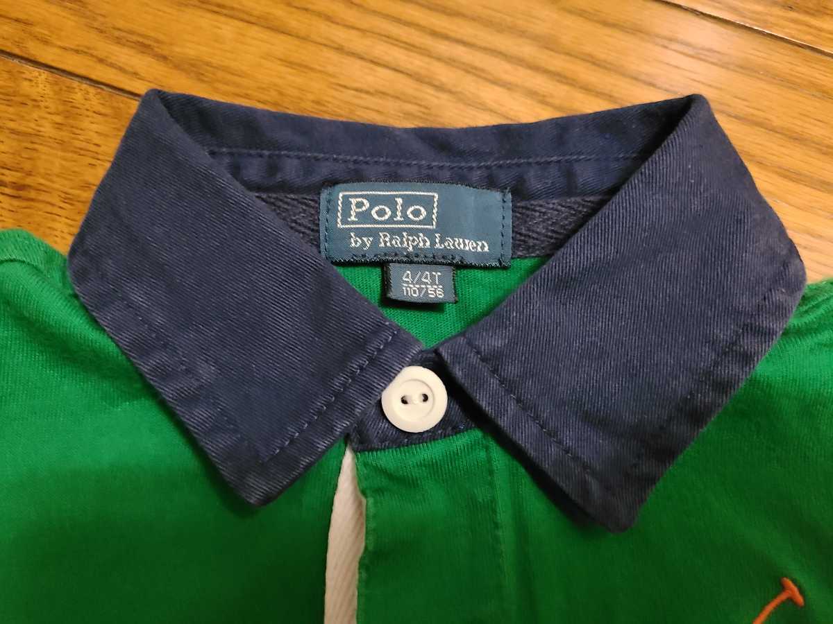 ポロ ラルフローレン 4T 110 キッズ ラガーシャツ POLO RALPH LAUREN 長袖ポロシャツ ビッグポニー _画像5