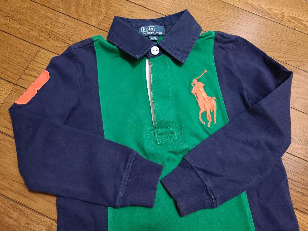 ポロ ラルフローレン 4T 110 キッズ ラガーシャツ POLO RALPH LAUREN 長袖ポロシャツ ビッグポニー _画像3