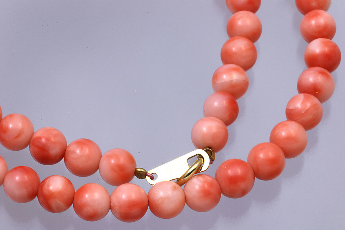 K18 pink coral earrings necklace 40.3cm.. used free shipping [c96]