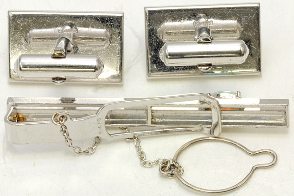 K14WG opal tiepin cuffs free shipping [c17] set *