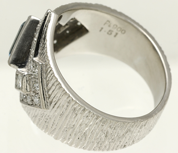 ! Pt900 аквамарин 1.51 diamond 0.10 0.34 кольцо #16 14g отполирован [Y341] платина кольцо б/у akwa морской 