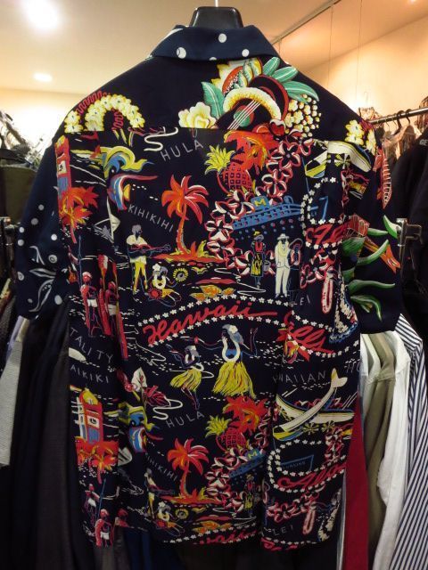BEAMS ビームス 別注 雷門 クレイジーパターン レーヨン アロハ シャツ