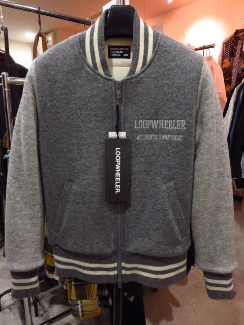 LOOPWHEELER ループウィラー 17AW 受注会限定 ダウン入りウール混スタジャン 新品 灰 白 グレー ホワイト XS_画像1