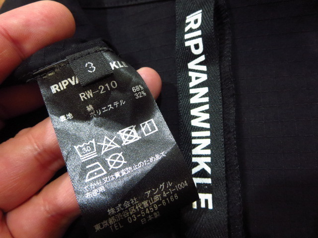 ripvanwinkle リップヴァンウインクル 20SS (RW-210) COACH SHIRT リップストップコーチシャツ 黒 ブラック BLACK 3 定価28600円_画像5