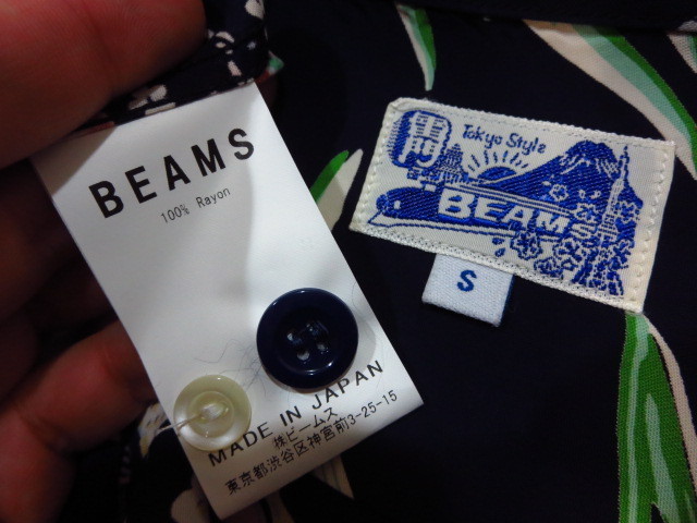 BEAMS ビームス 別注 雷門 クレイジーパターン レーヨン アロハ シャツ
