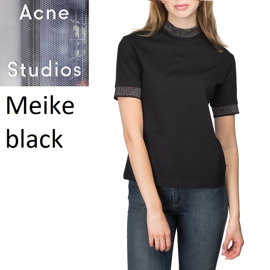 ACNE STUDIOS Acne стерео . Dio s(1662-343-1409) United Arrows покупка Meike Solid t-shirt ребра Layered футболка чёрный BLACK S