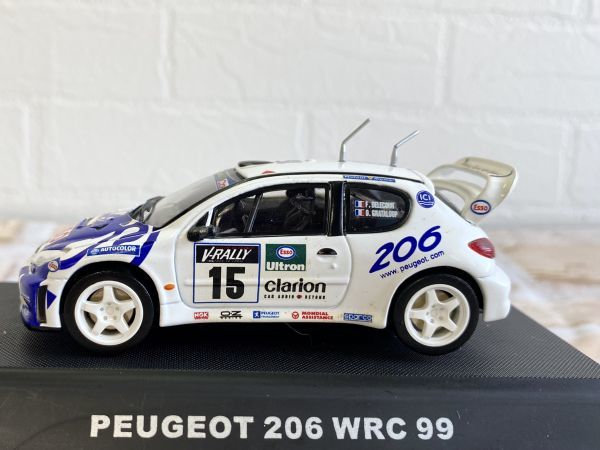 高品質の人気 JADI プジョー ミニカー PEUGEOT 206 WRC 99 N15 ESSO 1 43 JM-90015 1:43 白×青  ケース入り保管品 lacistitis.es