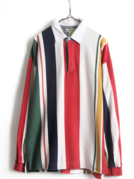 直送商品 90s ■ Eddie Bauer マルチカラー ストライプ 長袖 ラガーシャツ ( メンズ L )古着 エディーバウアー 90年代 オールド ラグビー 長袖シャツ 男性用 直送商品 90s ■ Eddie Bauer マルチカラー ストライプ 長袖 ラガーシャツ ( メンズ L )古着 エディーバウアー 90年代 オールド ラグビー 長袖シャツ 男性用
