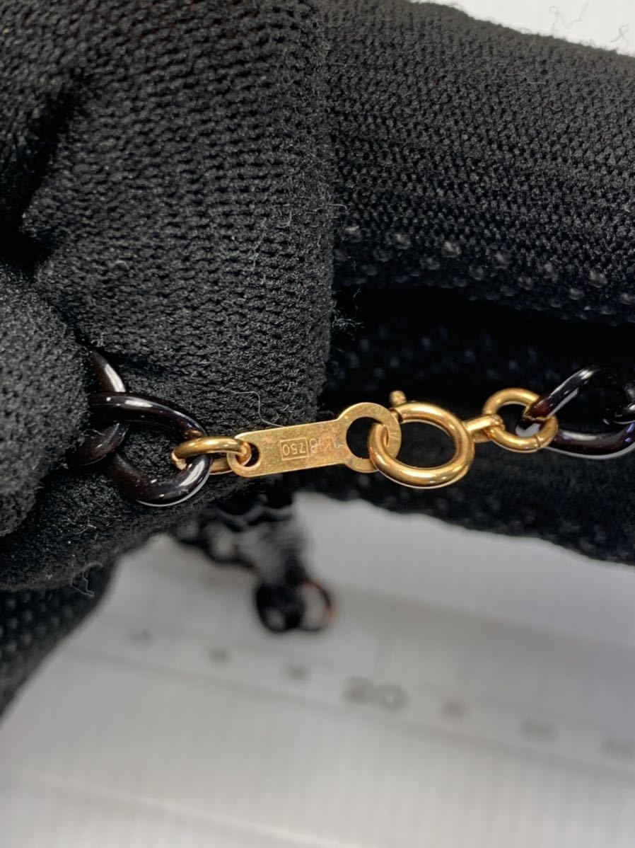 松山武司作 べっ甲 フクロウ柄 蒔絵 ネックレス ペンダント 金具/K18