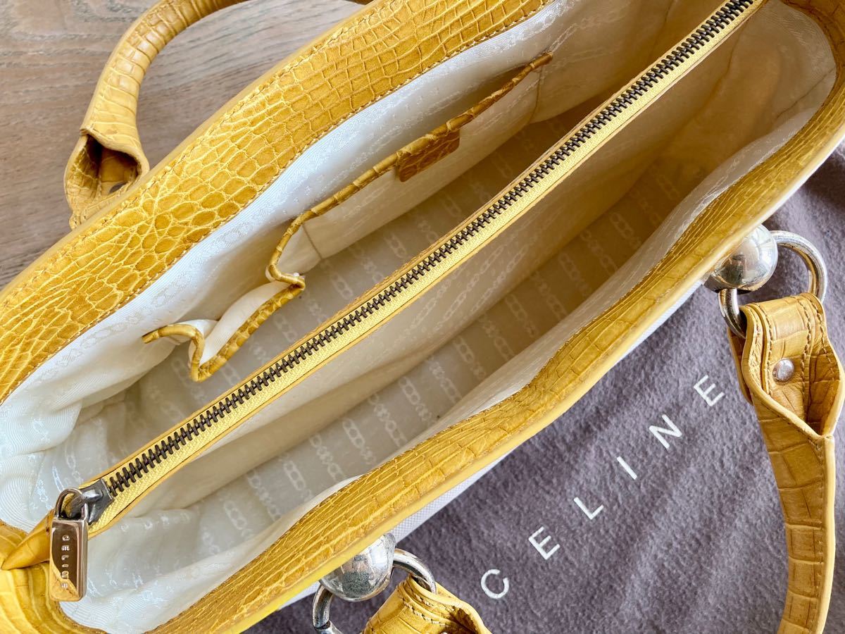 CELINE セリーヌ ブギー ハンドバッグ イエロー 型押し