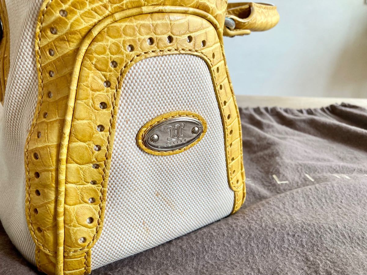 CELINE セリーヌ ブギー ハンドバッグ イエロー 型押し