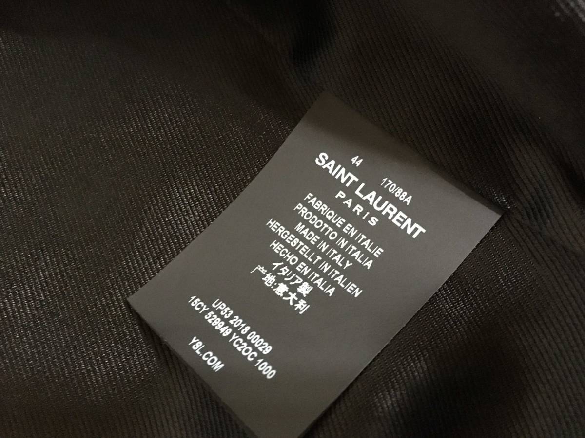定価57万 美品 SAINT LAURENT PARIS サンローラン レザーデニムジャケット（３rdタイプ）Gジャン シープレザー ４４  ライダース羊革