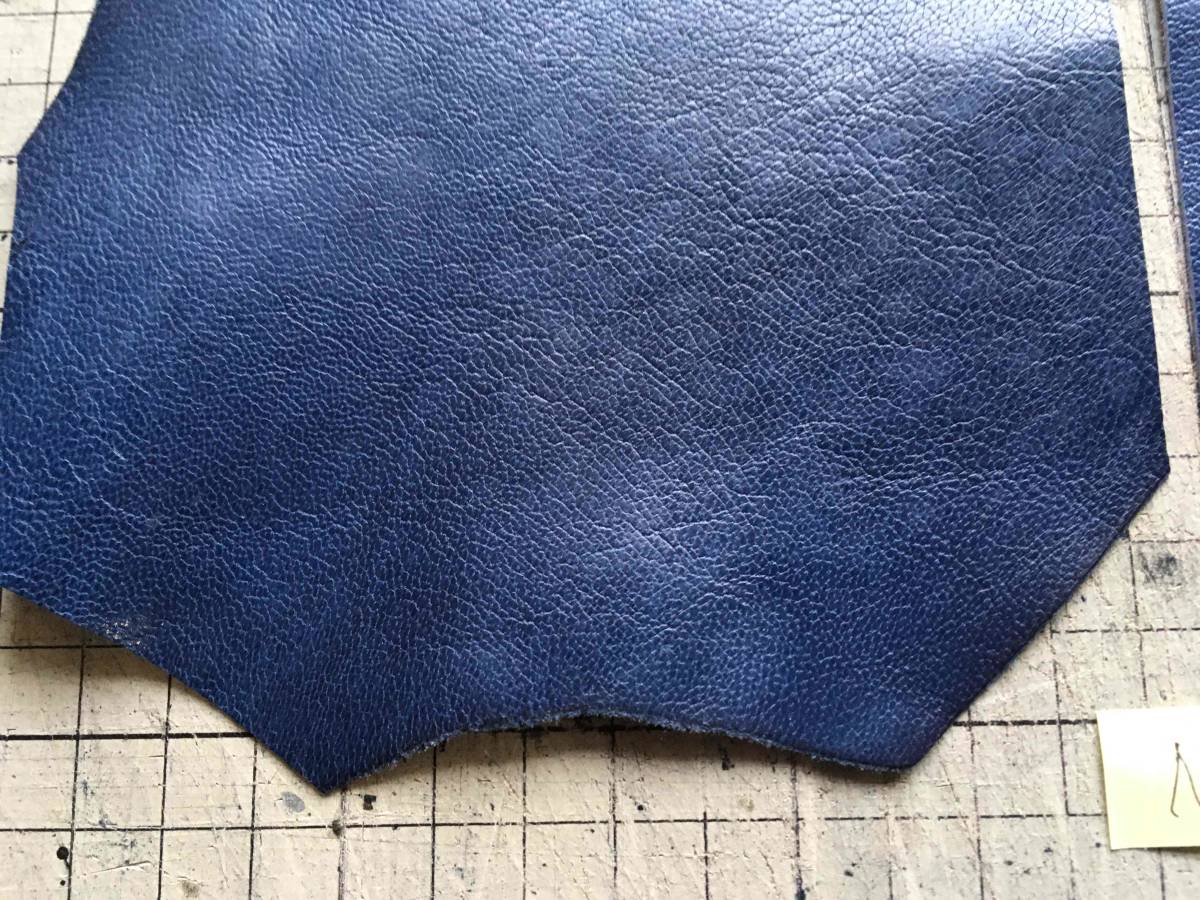 クロコダイル裏張りに★Navy-3最高級フランス産シュリンクゴート天然フルベジタブルタンニン山羊ネイビー青藍レザークラフト 0.4~0.6mm_画像4