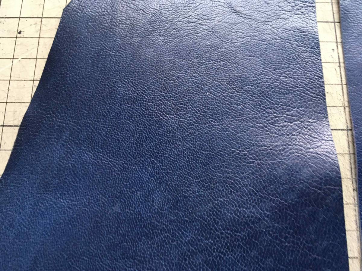 クロコダイル裏張りに★Navy-3最高級フランス産シュリンクゴート天然フルベジタブルタンニン山羊ネイビー青藍レザークラフト 0.4~0.6mm_画像3