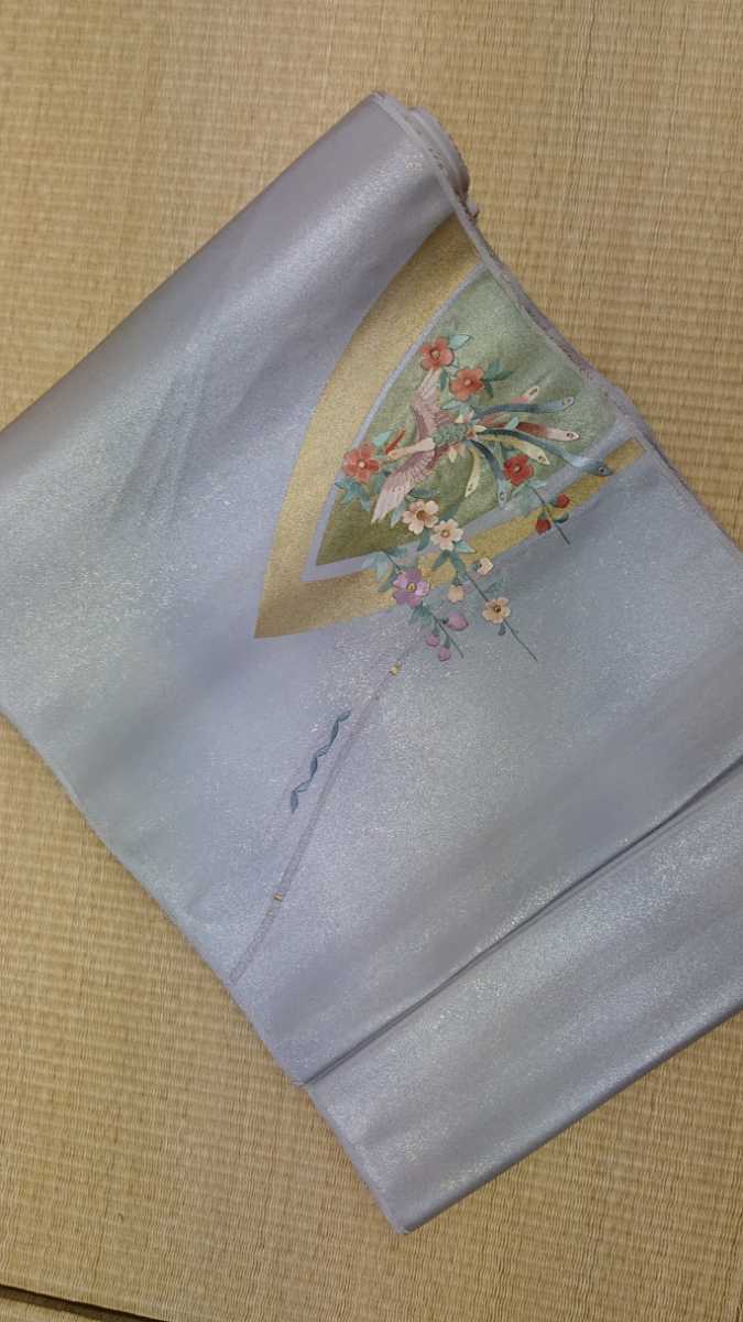 新品 蘇州刺繍名古屋帯 93 藤紫系 鳳凰が文様 未仕立て 未使用 金彩名古屋帯 正絹 訪門着 付下げ 小紋 無地 紬 大島紬等 送料込み レンタル_画像7