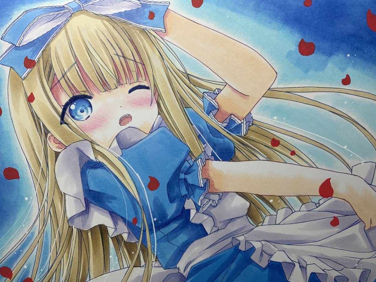 ヤフオク! - 手書きイラスト 不思議の国のアリス 色紙イラスト