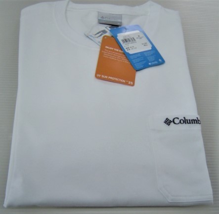 Columbia コロンビア ヤングストリート ワンポイント ポケット ロングスリーブ Tシャツ 長袖 白 L PM0554 メンズ レディース _画像6