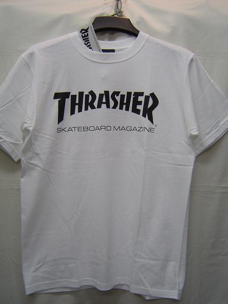 セール15%THRASHER スラッシャー TH8101 MAG LOGO マグロゴ Tシャツ 半袖 丸首 クルーネック 白 黒 L 新品_画像1
