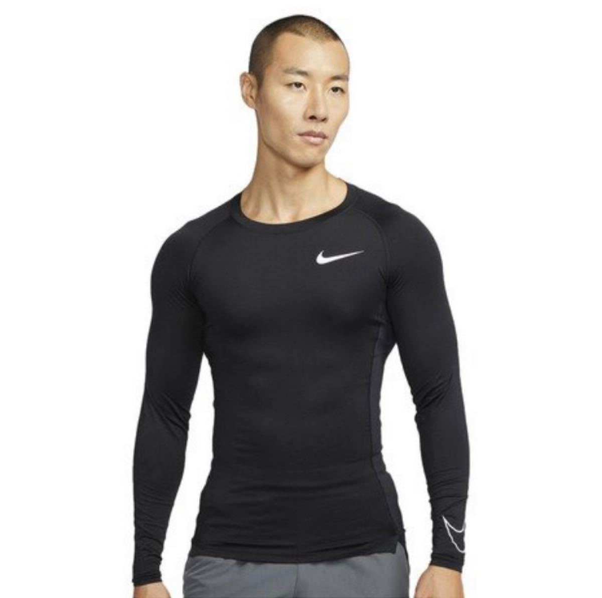 【NIKE】L ナイキプロ Dri-FIT ブラック ロングスリーブ トップ 黒 コンプレッション ウェア アンダーシャツ　バスケ