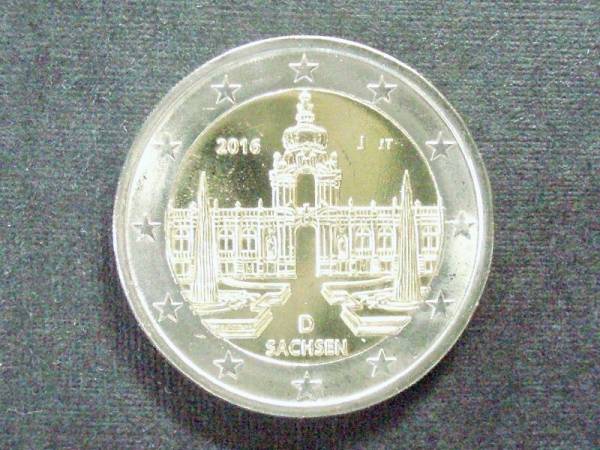 ドイツ　２ユーロ記念　２０１６年　ツヴィンガー宮殿　Ｊ_画像1