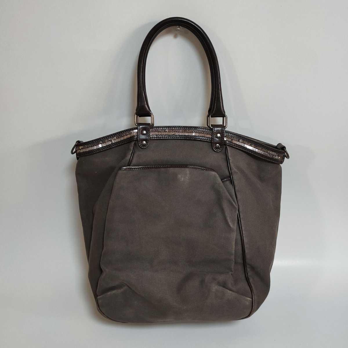  beautiful goods Vanessa Bruno spangled attaching tote bag khaki original leather 