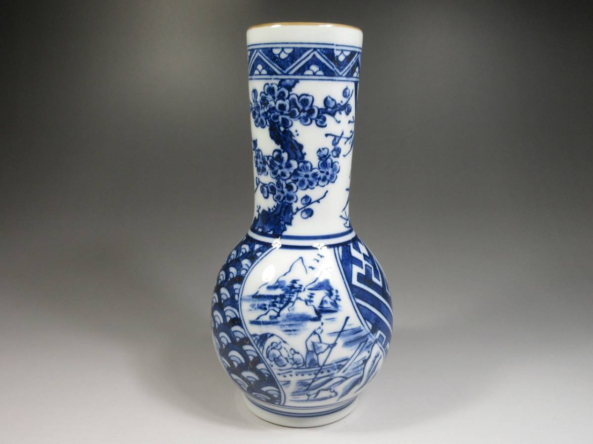 漸】『西尾瑞豊』 染付 祥瑞 皆具 水指 建水 杓立 蓋置 茶道具 共箱
