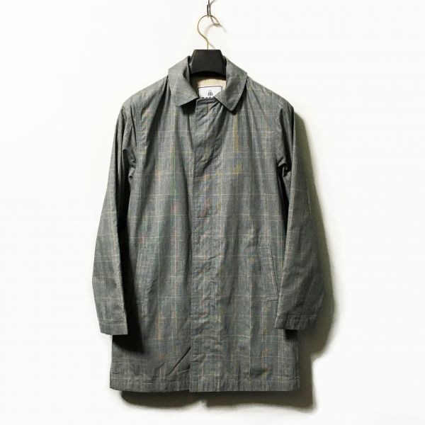 #BARACUTA｜バラクータ グレンチェックシングルコートステンカラーコート グレーカラー size34(XS程度)_画像1