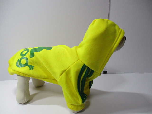 adidog アディドッグ 犬 ペット 服 パーカー フード 可愛い 黄色 イエロー サイズ L 首:34cm 胴:45cm 丈:33cm 新品 未使用 写真詳細参照_サイズ L 首:34cm 胴:45cm 丈:33cm