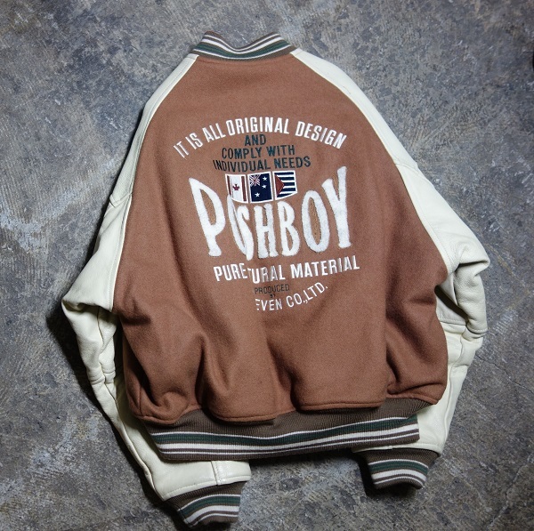 MNL-0021-002 激レア 入手困難 ポッシュボーイ POSH BOY リバーシブル スタジャン 袖レザー アワードジャケット 90s_画像2