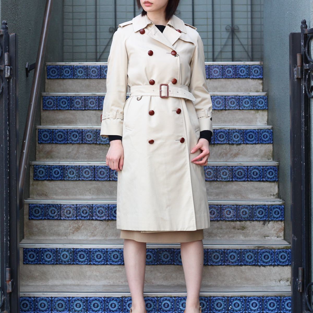 Aquascutum LONG TRENCH COAT WITH WOOL LINER MADE IN ENGLAND/アクアスキュータムウールライナー付ロングトレンチコート