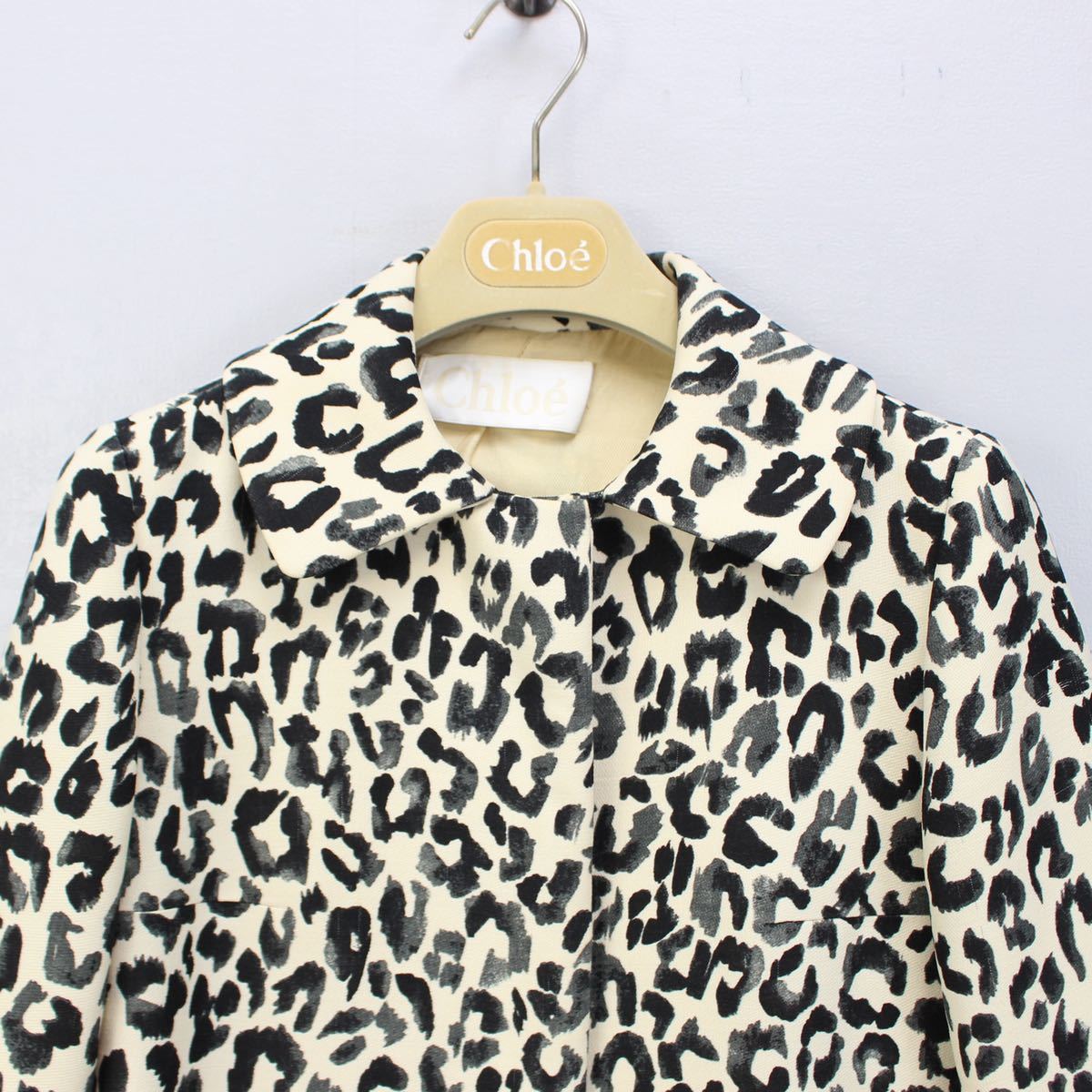 CHLOE LEOPARD PATTERNED WOOL SILK COAT MADE IN SLOVAKIA/ Chloe Leopard pattern wool silk coat 