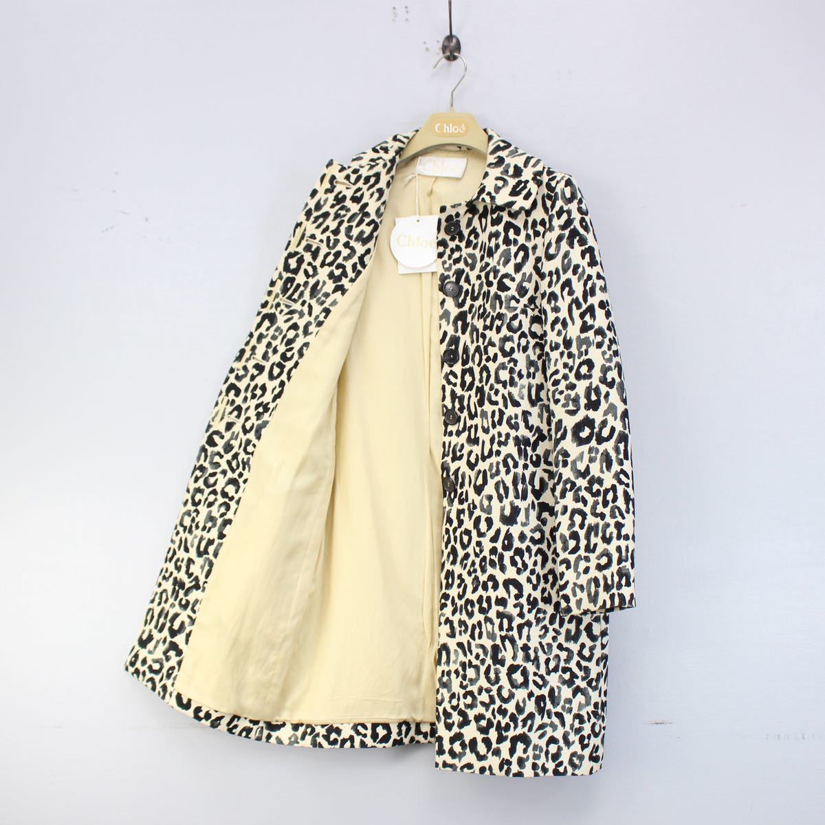 CHLOE LEOPARD PATTERNED WOOL SILK COAT MADE IN SLOVAKIA/ Chloe Leopard pattern wool silk coat 