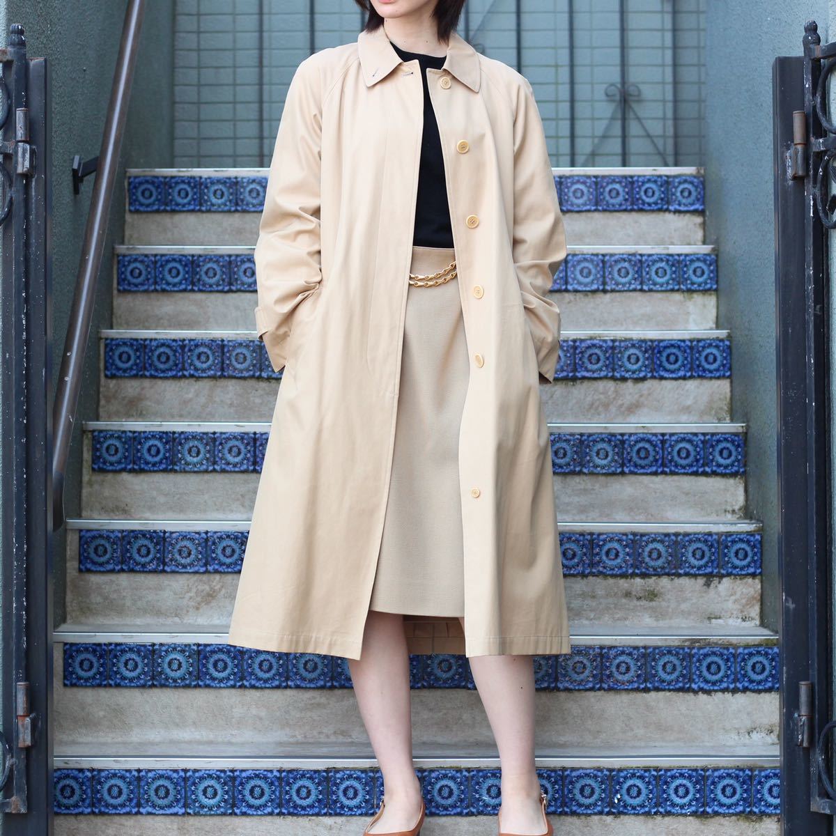 Aquascutum GABARDINE COTTON BALMACAAN COAT MADE IN JAPAN/アクア