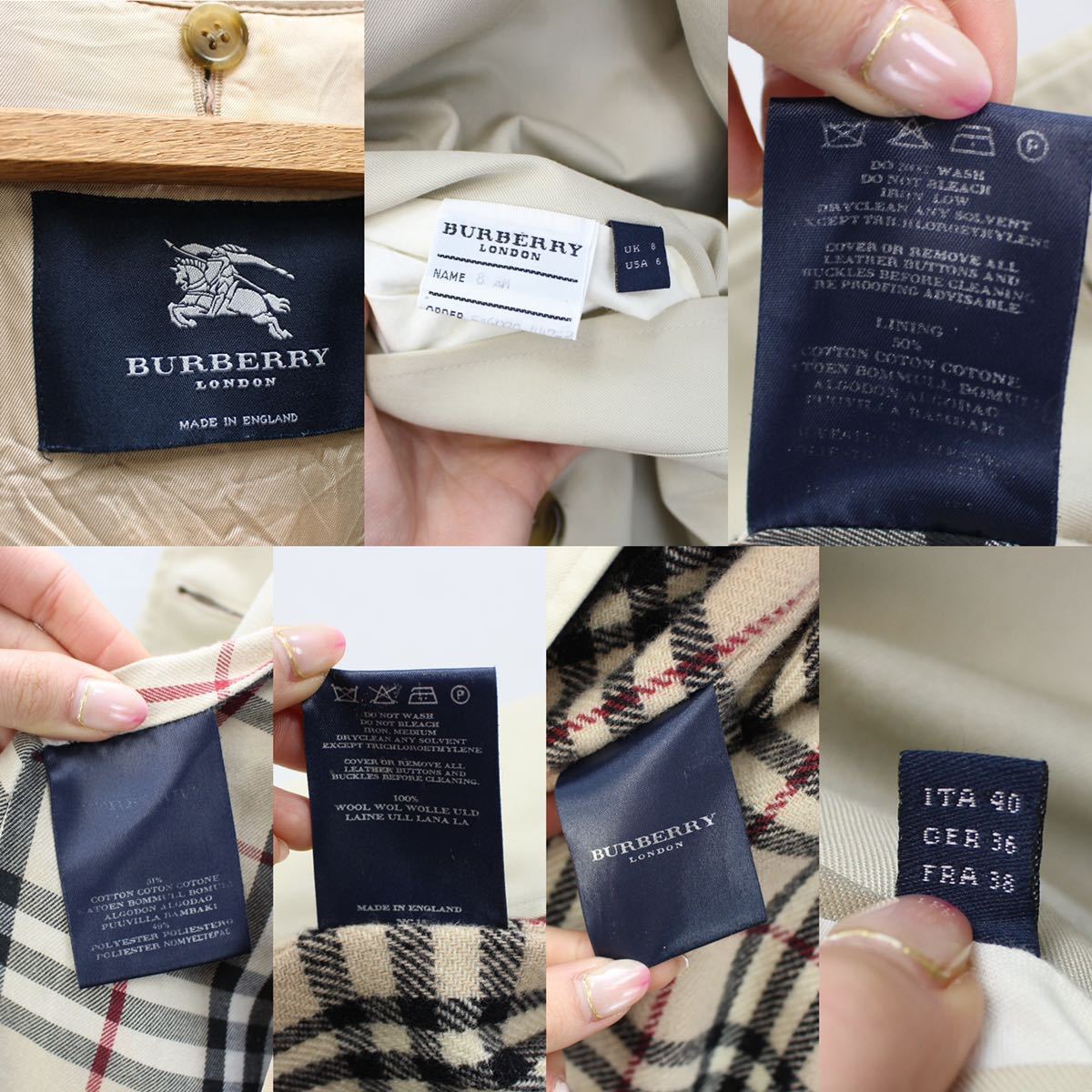 BURBERRY LONDON MADE IN ENGLAND/バーバリーロンドンウールライナー付ギャバジンコットンステンカラーコート_画像10