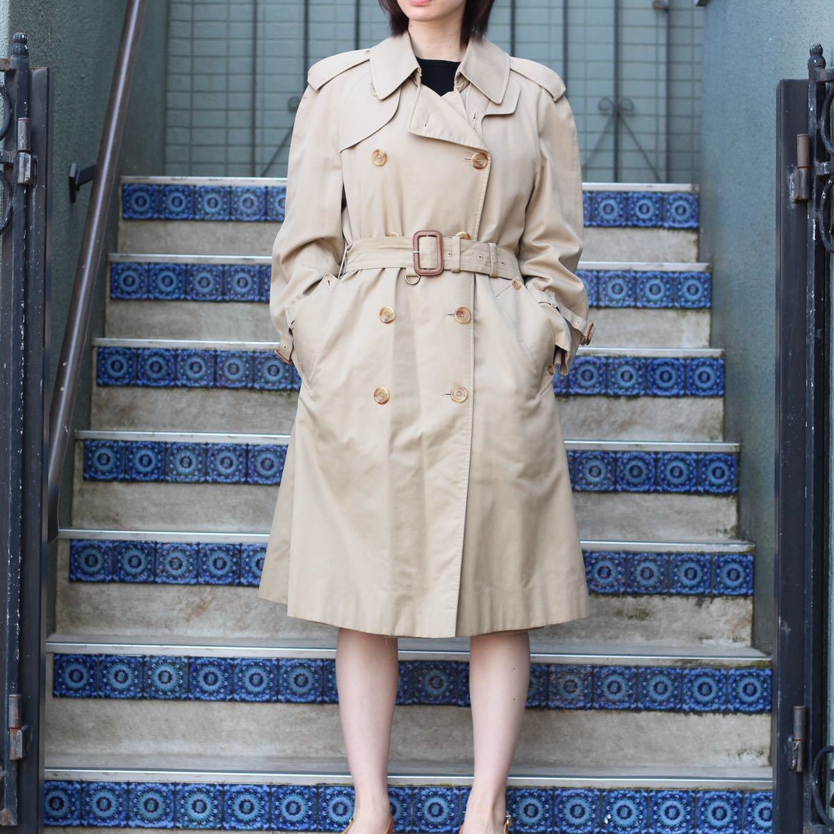 Aquascutum GABARDINE COTTON TRENCH COAT WITH WOOL LINER/アクアスキュータムウールライナー付トレンチコート