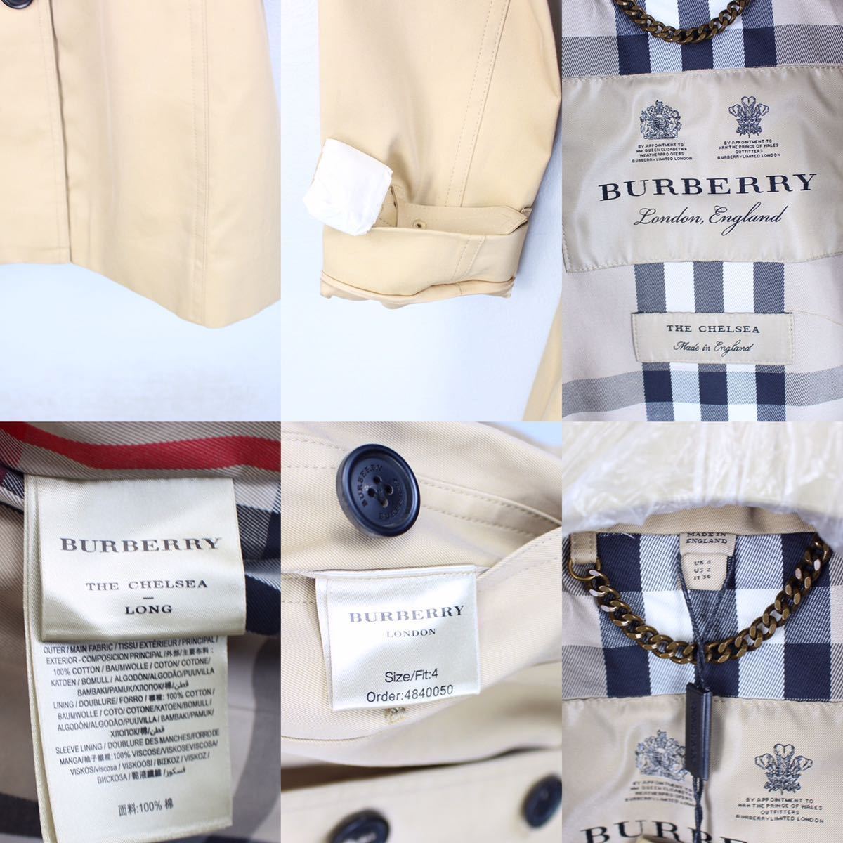 新品タグ付BURBERRY LONDON ENGLAND THE CHELSEA LONG TRENCH COATバーバリーロンドンイングランドザチェルシーロングトレンチコート