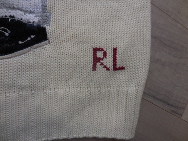 レディース L 新品 ラルフローレン ポロベアー ポロベア POLO BEAR コットンニット セーター ニット オフホワイト 生成り 白 モコモコ
