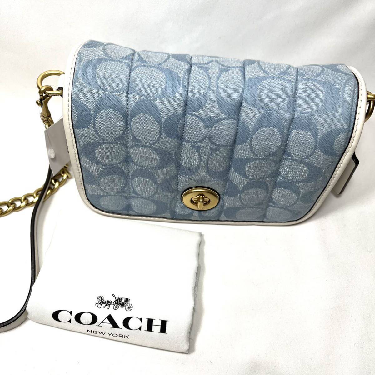 【新品】COACH コーチ ショルダーバッグ ディンキー 18 シグネチャー シャンブレー ウィズ キルティングC4689_画像8