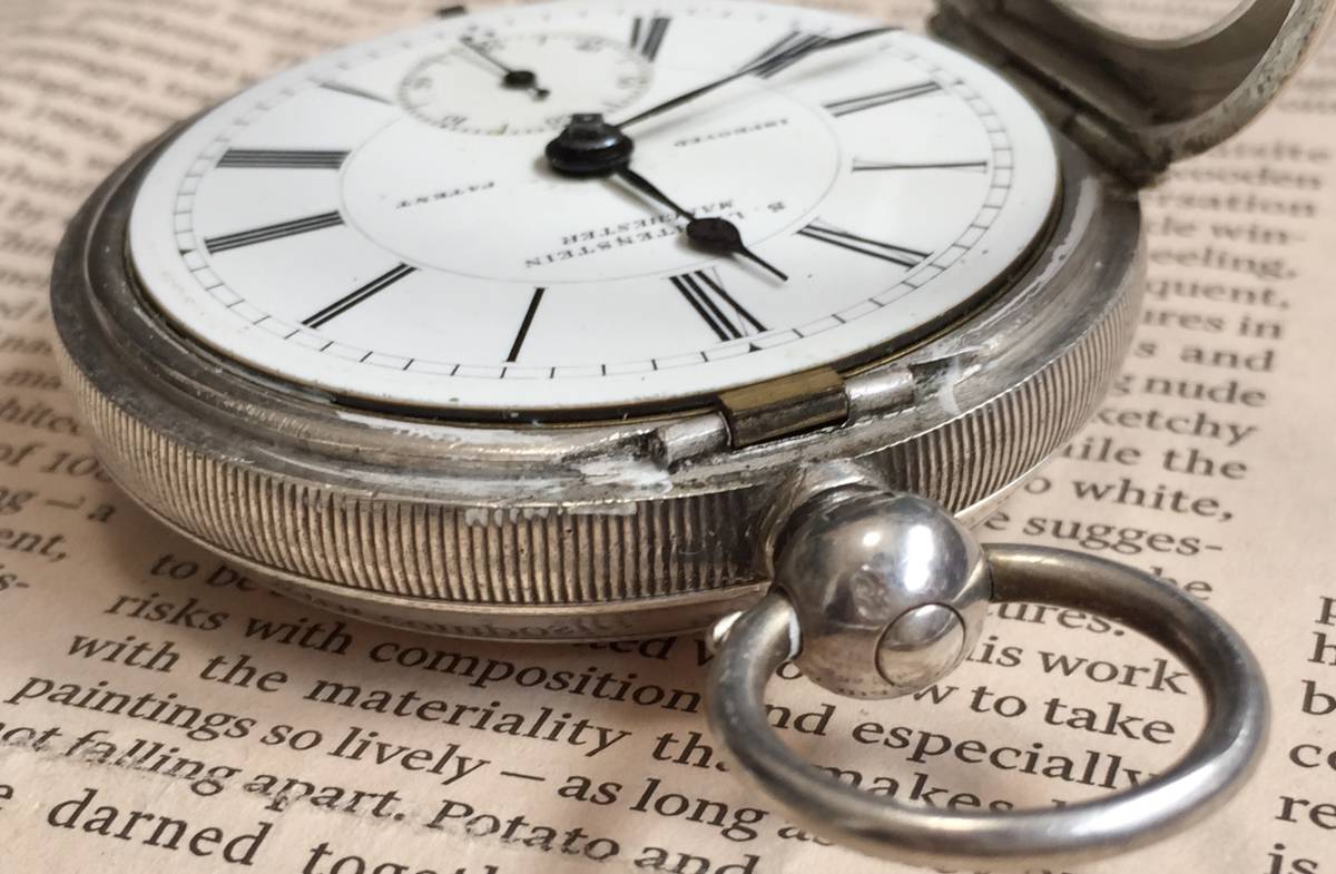 ☆英国製☆ 1910年 IMPROVED PATENT 銀無垢 純銀 懐中時計 ビンテージ