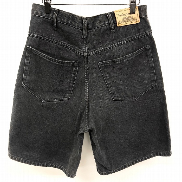 Timberland Timberland 31 men's imported car old clothes Denim shorts short pants half Zip fly USA made cotton 100% black black 