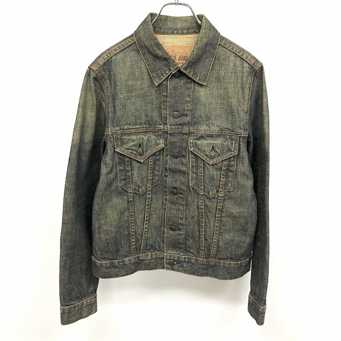 【再入荷】 メンズ XS ギャップ JEANS BLUE GAP デニム 青 ブルー×グリーン×イエローブラウン系 綿100% 長袖 USED加工 Gジャン トラッカージャケット ジャンパー、ブルゾン 【再入荷】 メンズ XS ギャップ JEANS BLUE GAP デニム 青 ブルー×グリーン×イエローブラウン系 綿100% 長袖 USED加工 Gジャン トラッカージャケット ジャンパー、ブルゾン