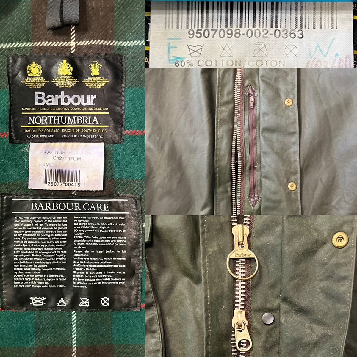 ミント C42 Vintage Barbour NORTHUMBRIA ヴィンテージ バブアー