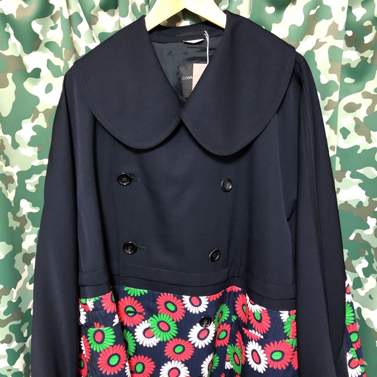 新品未使用 即完売 22ss コムデギャルソンオムプリュス comme des garcons homme plus 丸襟 ウール ダブルコート S ネイビー 花柄 購入人気商品 【新品未使用】22ss comme plus homme garcons des ニット/セーター