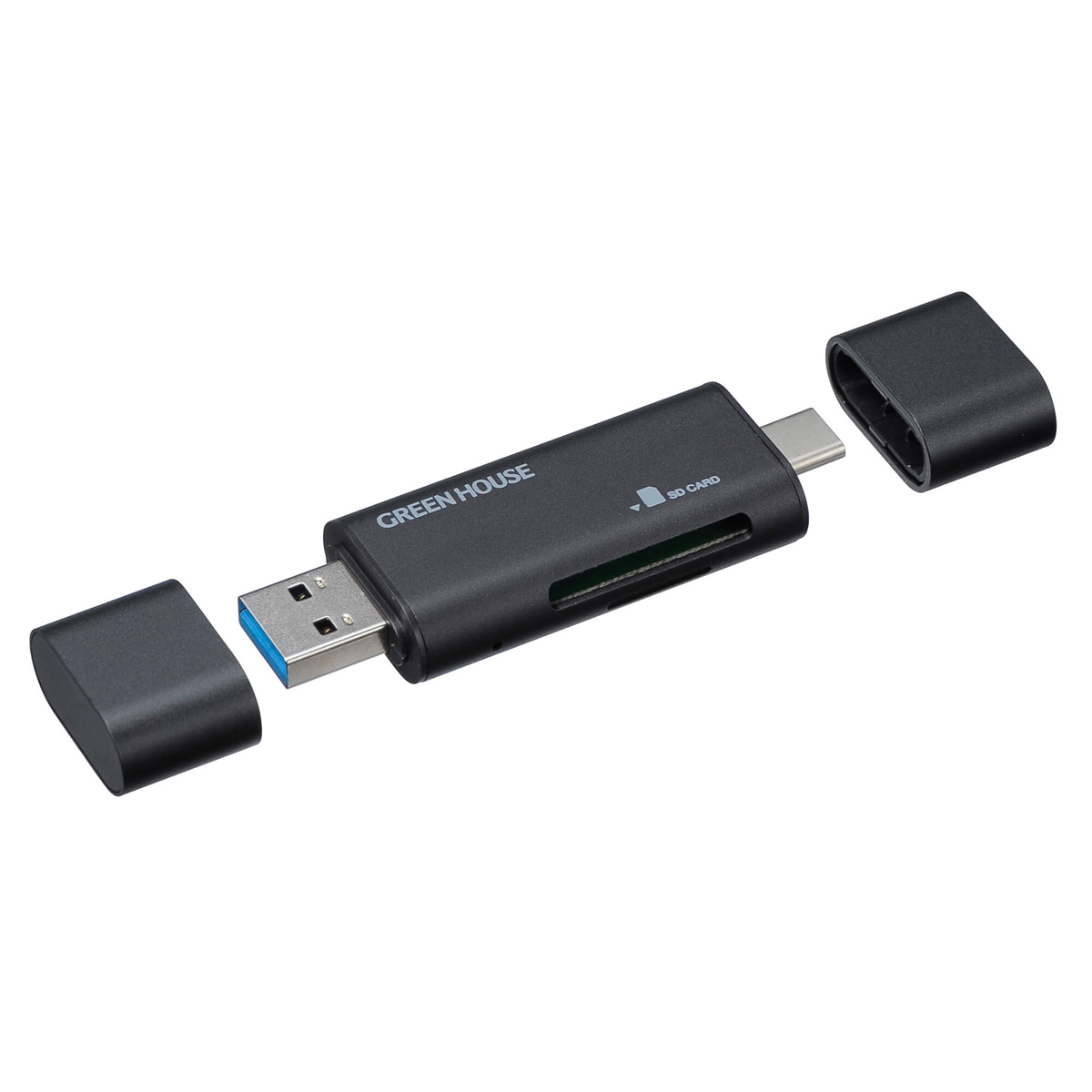 同梱可能 カードリーダー/ライター スマホ パソコン USB Type-C +USB Type A グリーンハウス GH-CRACA-BK/8869ｘ２台セット/卸_画像1