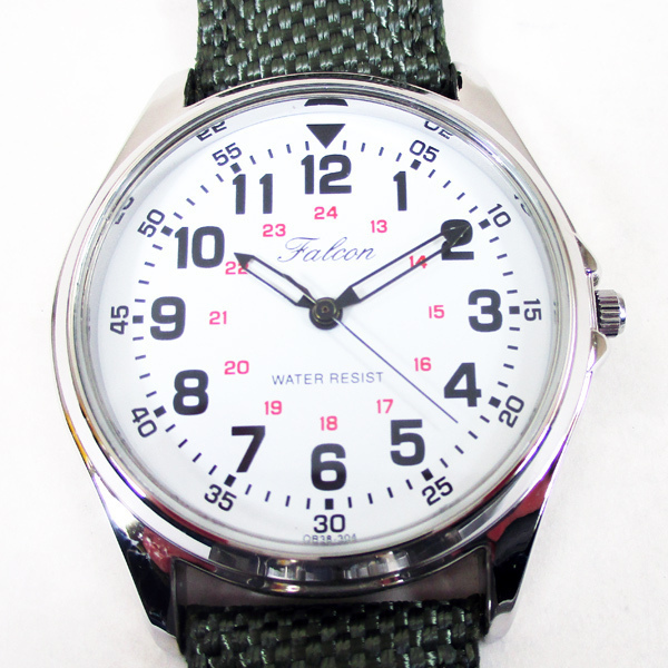 同梱可能 シチズン ファルコン 腕時計 日本製ムーブメント ナイロン/革ベルト オリーブ/白 QB38-304 メンズ 紳士_画像4