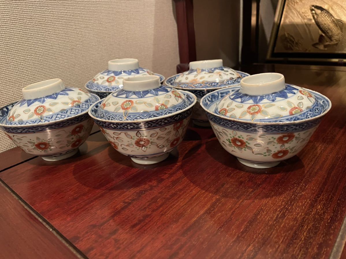 中国美術、染付 、煎茶道具 、赤絵 、蓋付き 中国景徳鎮製、古玩、唐物