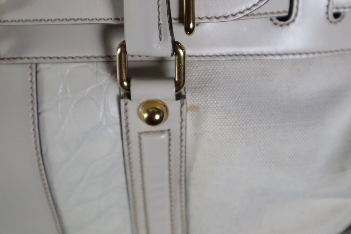 良品 GUCCI グッチ ハンドバック アイボリー レザー | angelesojeda.com