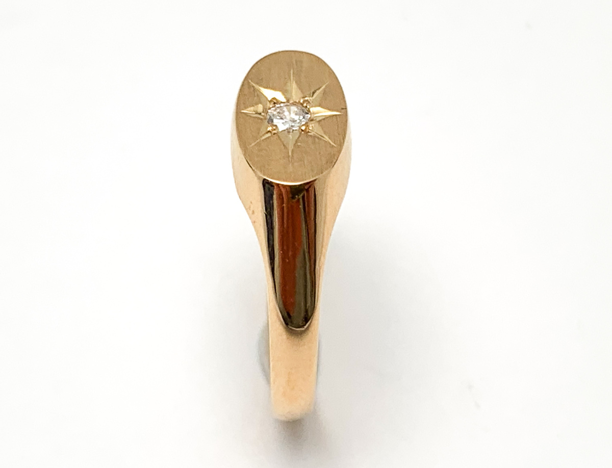 K18 18金ローズゴールド ダイヤモンド 印台 リング 指輪 約15号 アクセサリー_画像4