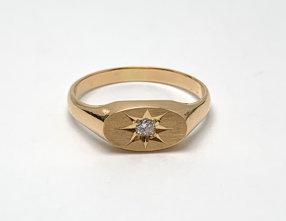 K18 18金ローズゴールド ダイヤモンド 印台 リング 指輪 約15号 アクセサリー_画像6