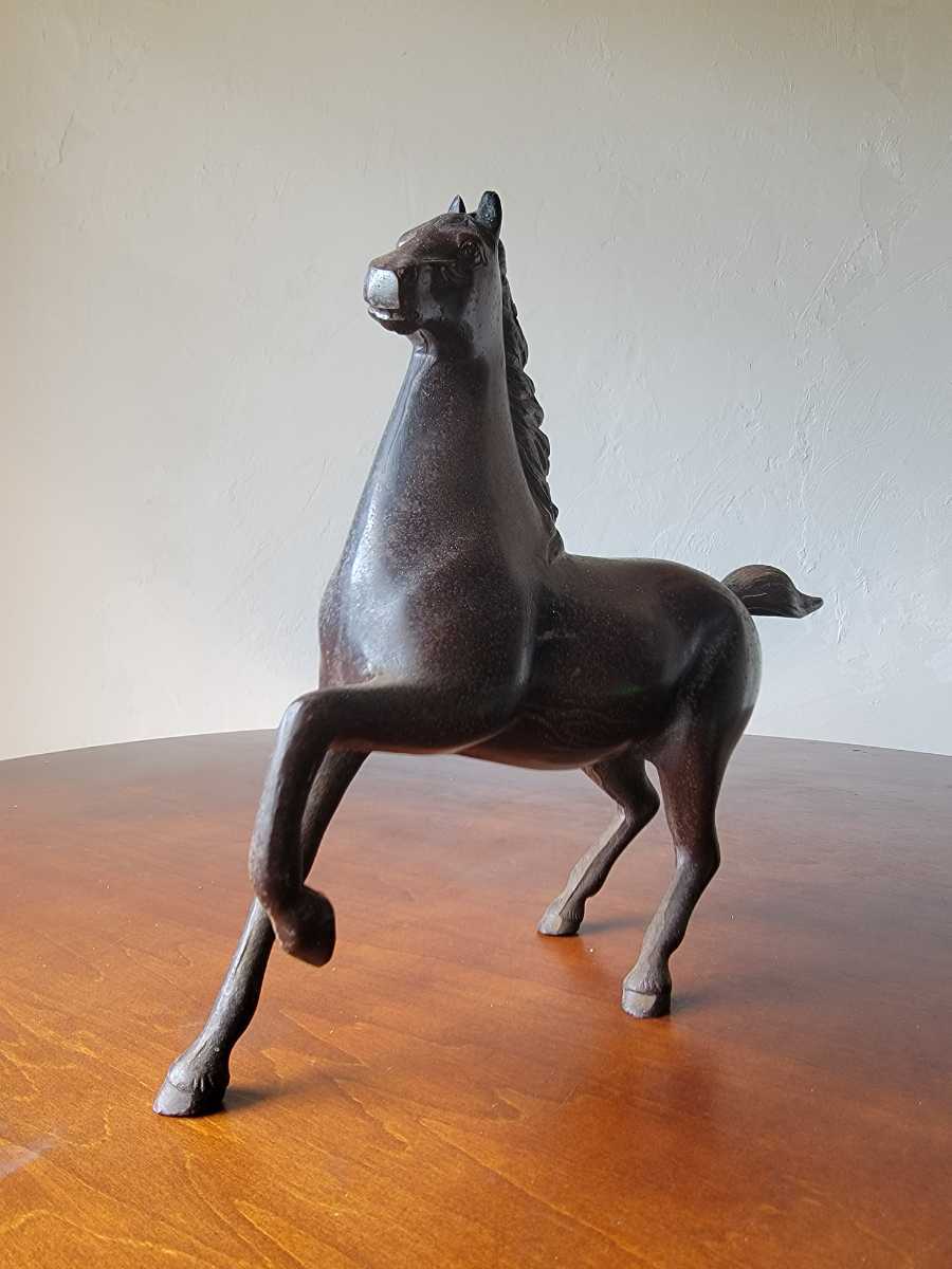 躍動感 鉄製 駿馬 金属工芸 古美術 置物 オブジェ 馬の置物 